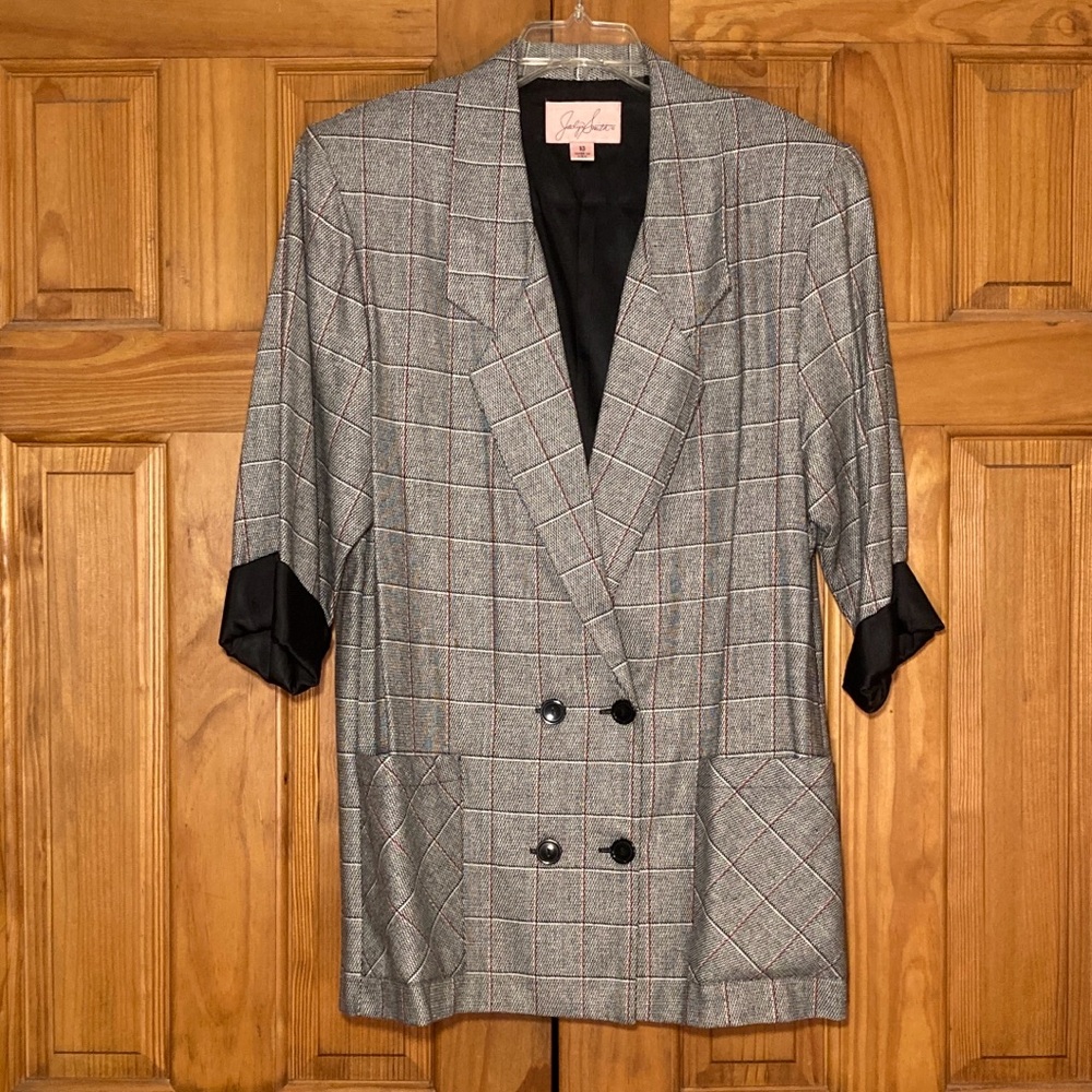 EUC Jaclyn Smith Vintage 80s Blazer Gray Black Size 10